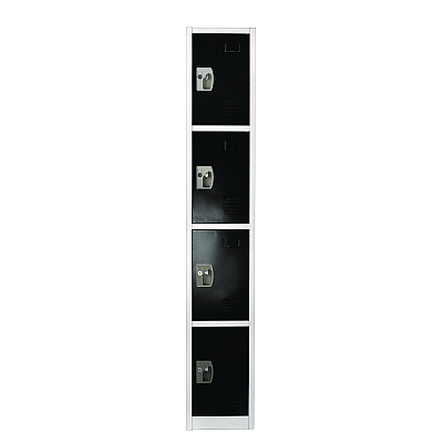 AdirOffice Steel Storage Locker, 4 Compartment, 12 x 12 x 72, Black (ALHI629204BLK)