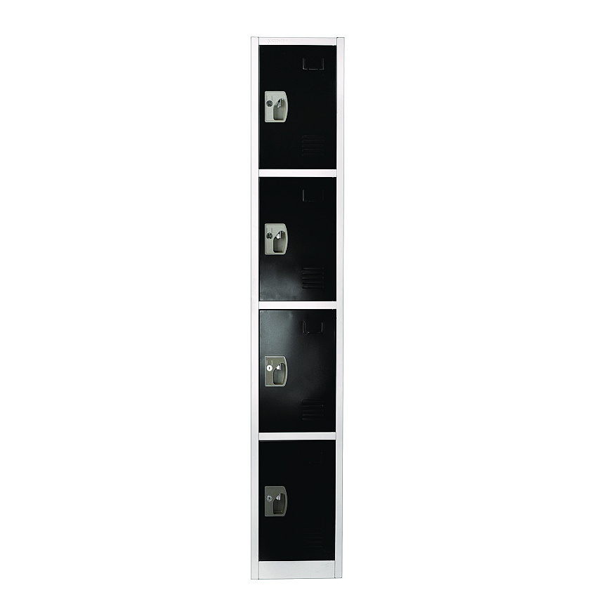AdirOffice Steel Storage Locker, 4 Compartment, 12 x 12 x 72, Black (ALHI629204BLK)