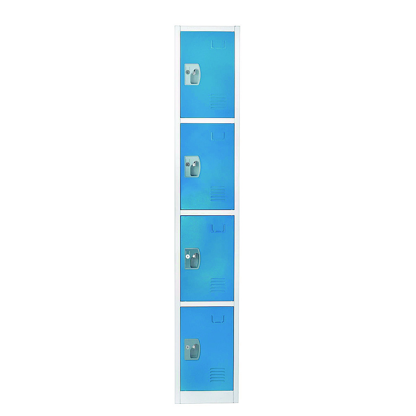 AdirOffice Steel Storage Locker, 4 Compartment, 12 x 12 x 72, Blue (ALHI629204BLU)