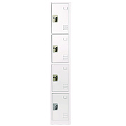 AdirOffice Steel Storage Locker, 4 Compartment, 12 x 12 x 72, White (ALHI629204WHI)