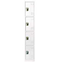 AdirOffice Steel Storage Locker, 4 Compartment, 12 x 12 x 72, White (ALHI629204WHI)