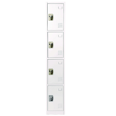 AdirOffice Steel Storage Locker, 4 Compartment, 12 x 12 x 72, White (ALHI629204WHI)