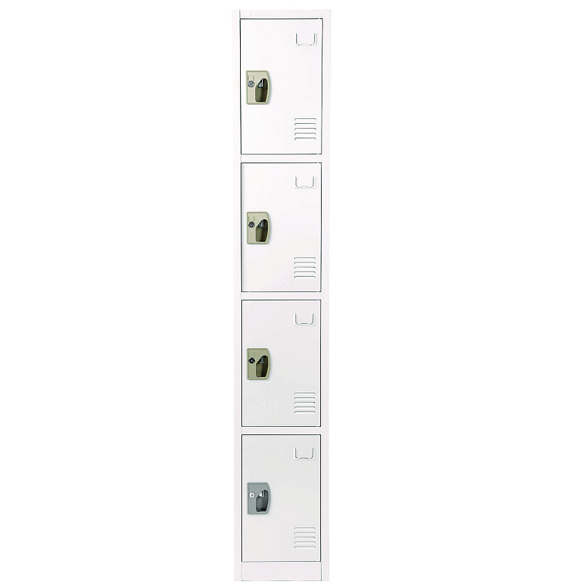 AdirOffice Steel Storage Locker, 4 Compartment, 12 x 12 x 72, White (ALHI629204WHI)