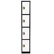 AdirOffice Steel Storage Locker, 4 Compartment, 12 x 12 x 72, Black Body/White Doors (ALHI629204BW)