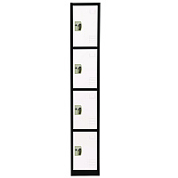 AdirOffice Steel Storage Locker, 4 Compartment, 12 x 12 x 72, Black Body/White Doors (ALHI629204BW)