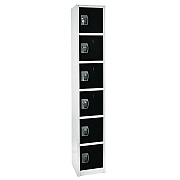 AdirOffice Steel Storage Locker, 6 Compartment, 12 x 12 x 72, Black (ALHI629206BLK)