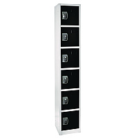 AdirOffice Steel Storage Locker, 6 Compartment, 12 x 12 x 72, Black (ALHI629206BLK)