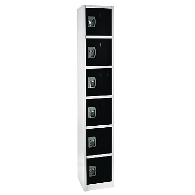 AdirOffice Steel Storage Locker, 6 Compartment, 12 x 12 x 72, Black (ALHI629206BLK)