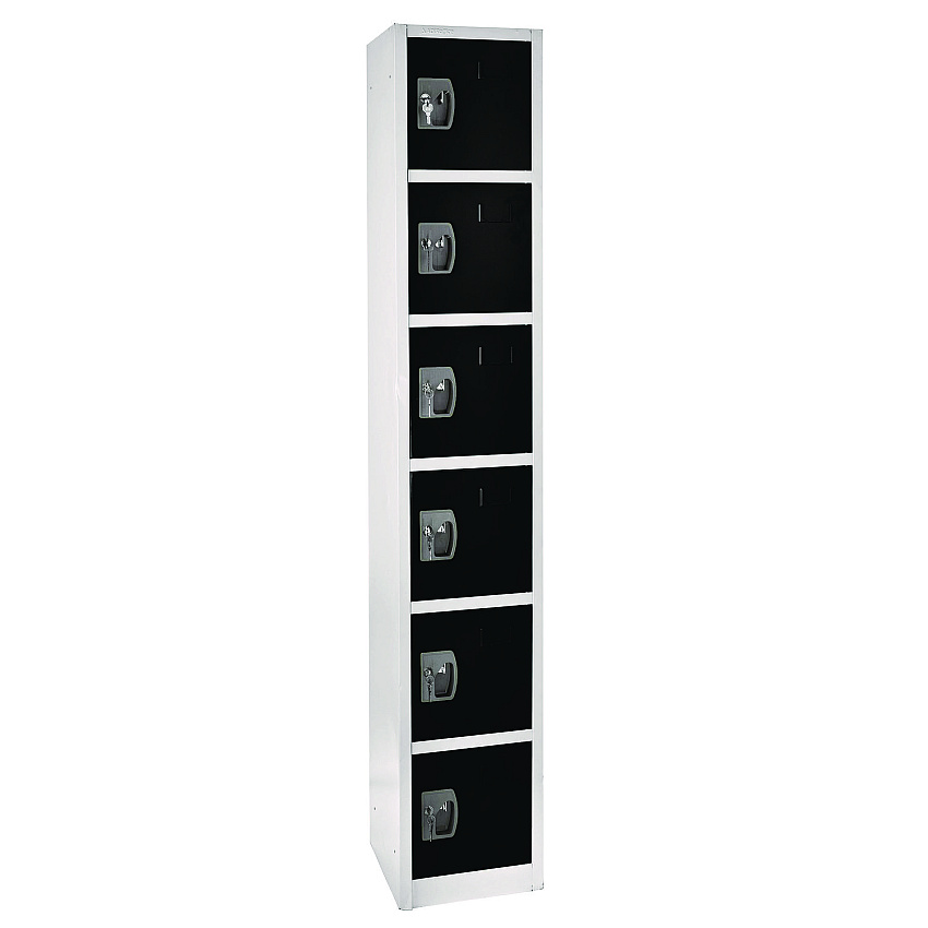 AdirOffice Steel Storage Locker, 6 Compartment, 12 x 12 x 72, Black (ALHI629206BLK)
