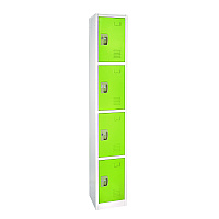 AdirOffice Steel Storage Locker, 4 Compartment, 12 x 12 x 72, Green (ALHI629204GRN)