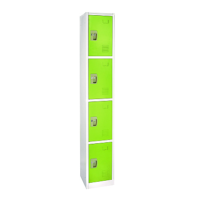 AdirOffice Steel Storage Locker, 4 Compartment, 12 x 12 x 72, Green (ALHI629204GRN)