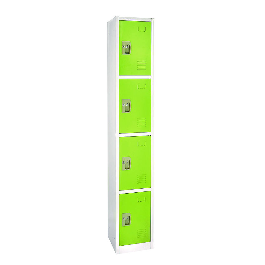 AdirOffice Steel Storage Locker, 4 Compartment, 12 x 12 x 72, Green (ALHI629204GRN)