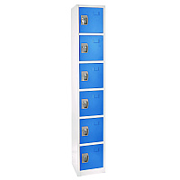 AdirOffice Steel Storage Locker, 6 Compartment, 12 x 12 x 72, Blue (ALHI629206BLU)