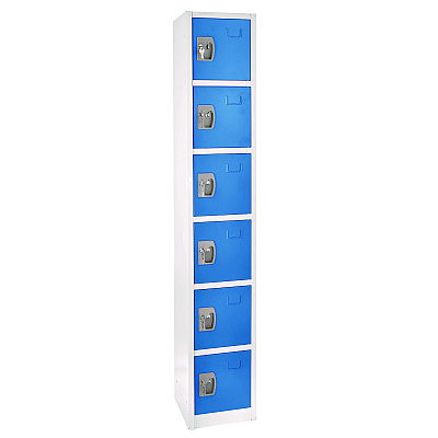 AdirOffice Steel Storage Locker, 6 Compartment, 12 x 12 x 72, Blue (ALHI629206BLU)