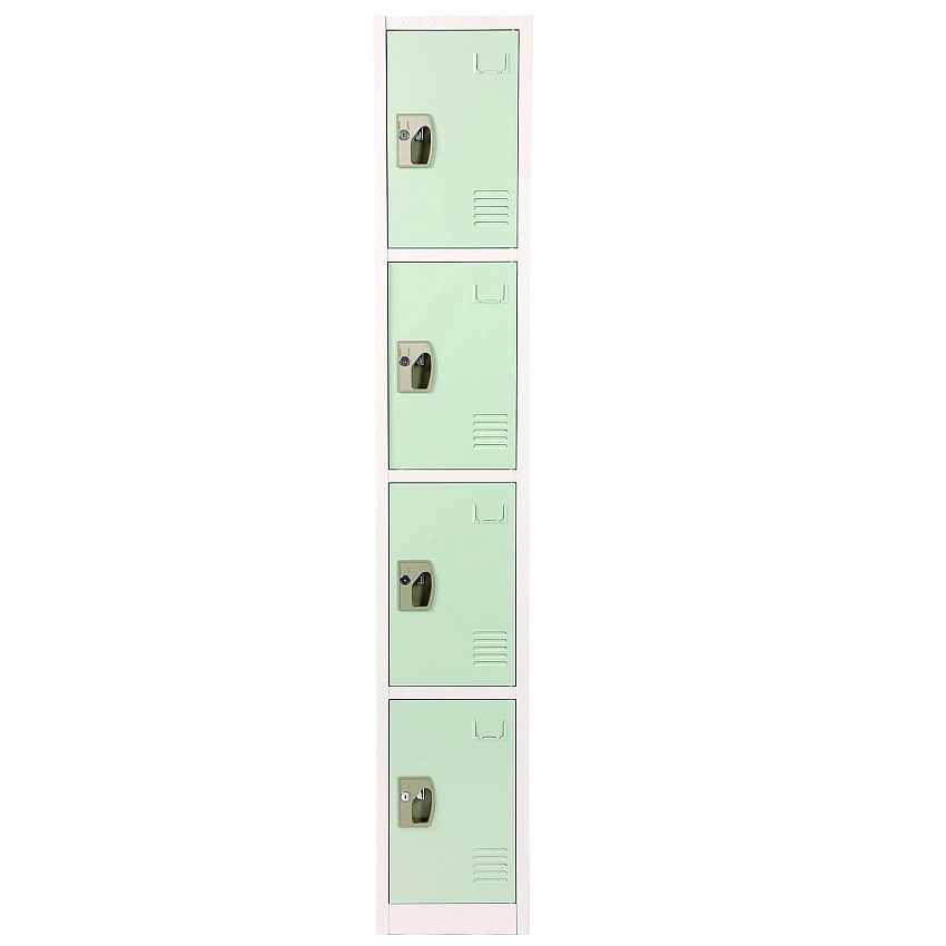 AdirOffice Steel Storage Locker, 4 Compartment, 12 x 12 x 72, Misty Green (ALHI629204MGRN)