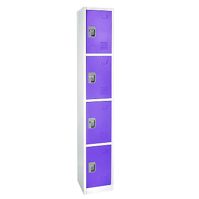 AdirOffice Steel Storage Locker, 4 Compartment, 12 x 12 x 72, Purple (ALHI629204PUR)