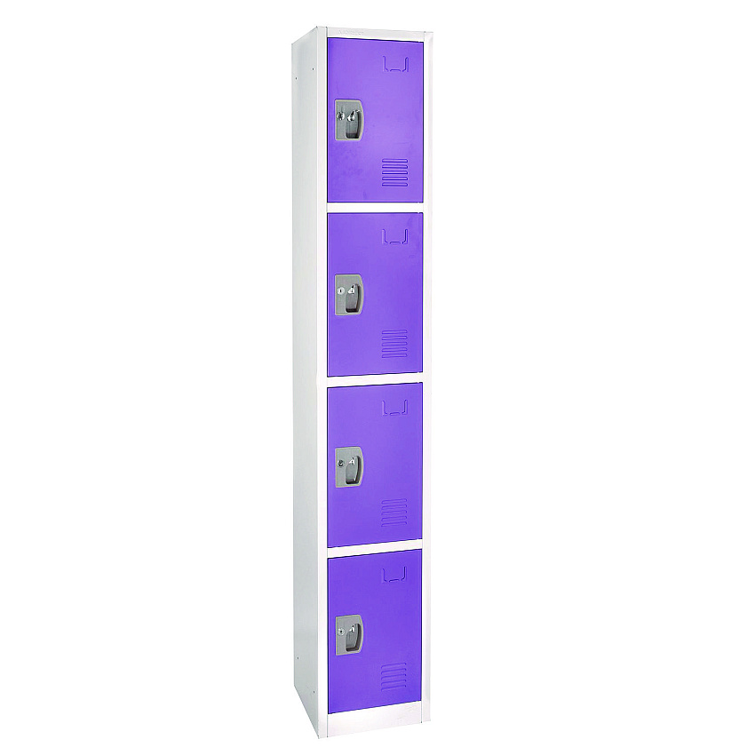 AdirOffice Steel Storage Locker, 4 Compartment, 12 x 12 x 72, Purple (ALHI629204PUR)