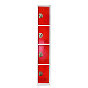 AdirOffice Steel Storage Locker, 4 Compartment, 12 x 12 x 72, Red (ALHI629204RED)