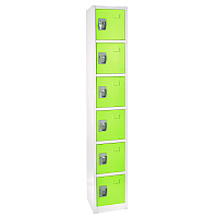AdirOffice Steel Storage Locker, 6 Compartment, 12 x 12 x 72, Green (ALHI629206GRN)