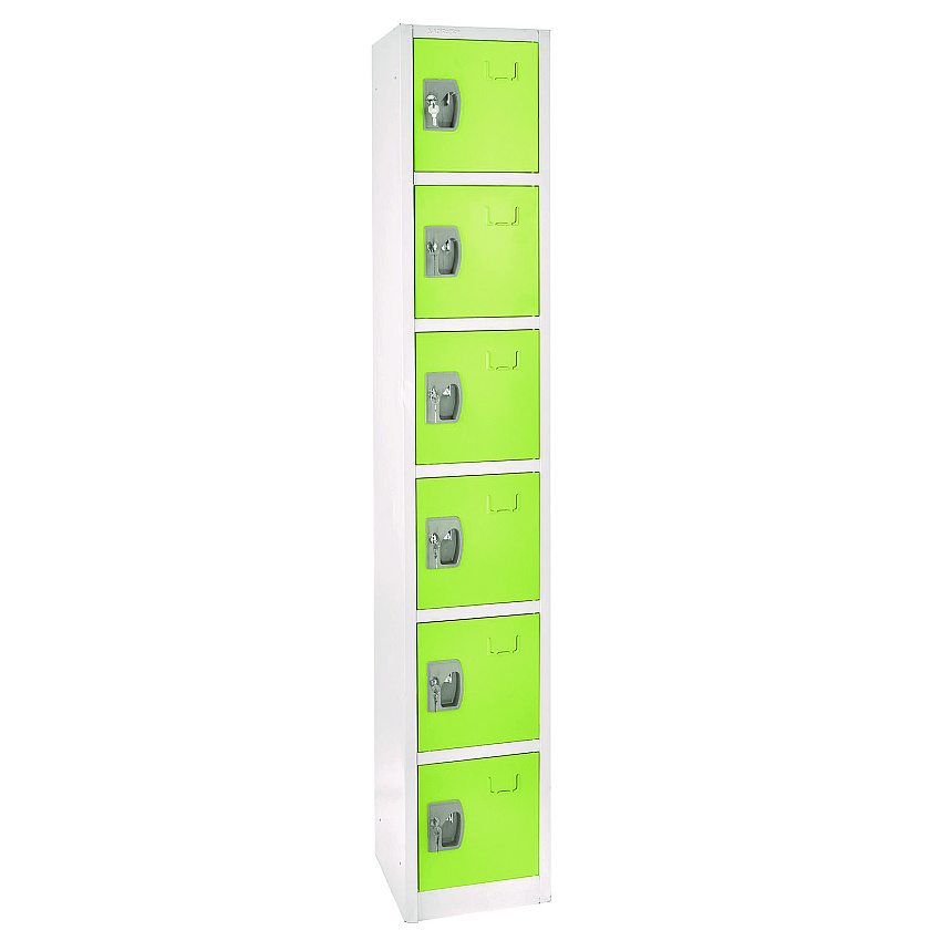 AdirOffice Steel Storage Locker, 6 Compartment, 12 x 12 x 72, Green (ALHI629206GRN)