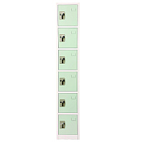 AdirOffice Steel Storage Locker, 6 Compartment, 12 x 12 x 72, Misty Green (ALHI629206MGRN)