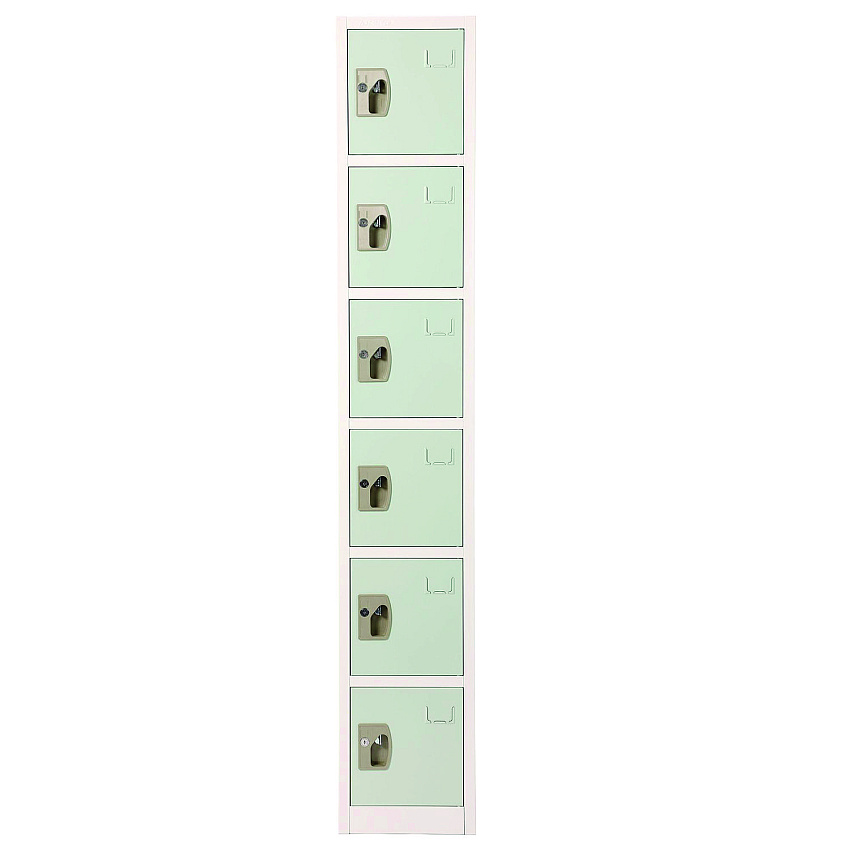 AdirOffice Steel Storage Locker, 6 Compartment, 12 x 12 x 72, Misty Green (ALHI629206MGRN)