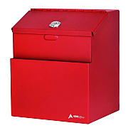 AdirOffice Wall Mountable Steel Suggestion Secure Drop Box with Key, 7 x 6 x 8.5, Stainless Steel 304, Red (ALHI63101RED)