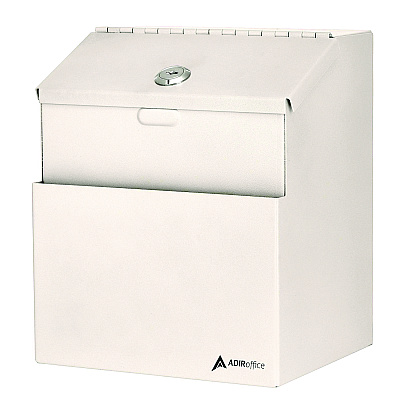 AdirOffice Wall Mountable Steel Suggestion Secure Drop Box with Key, 7 x 6 x 8.5, Stainless Steel 304, White (ALHI63101WHI)