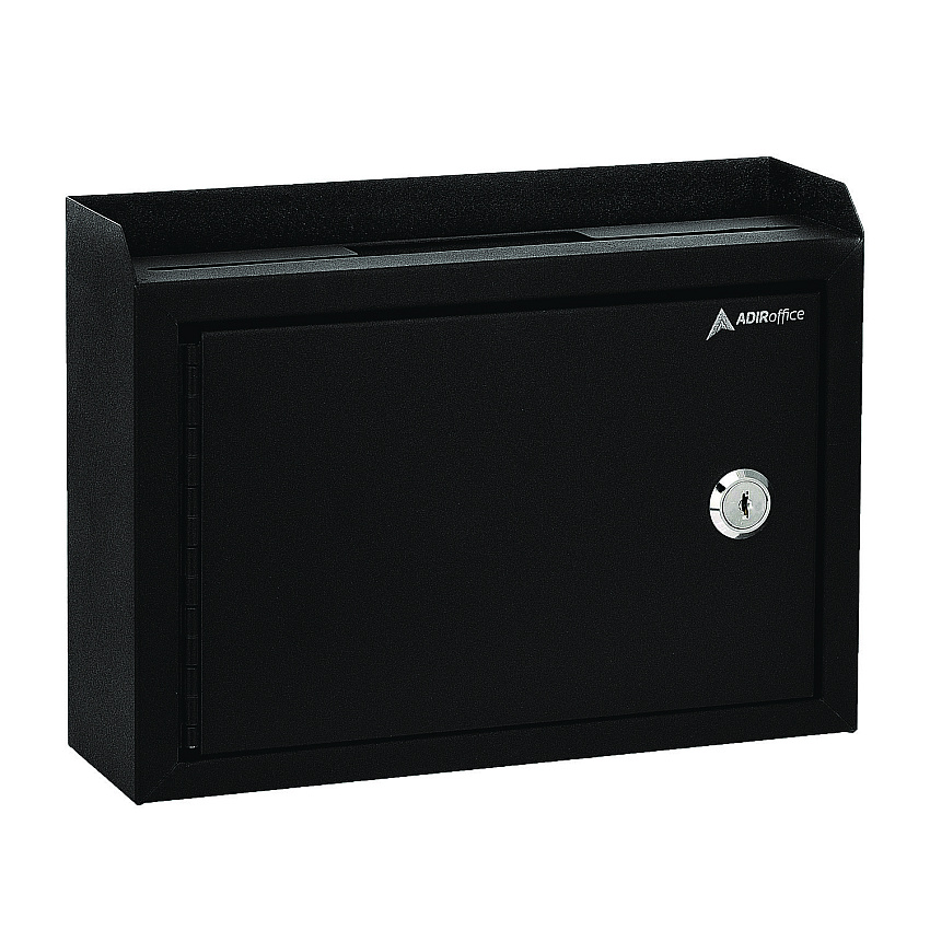 AdirOffice Medium Size Steel Multi-Purpose Secure Drop Box, 9.8 x 3.4 x 7.5, Black (ALHI63102BLK)