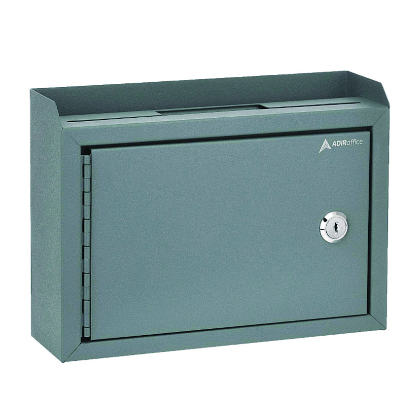AdirOffice Medium Size Steel Multi-Purpose Secure Drop Box, 9.8 x 3.4 x 7.5, Gray (ALHI63102GRY)