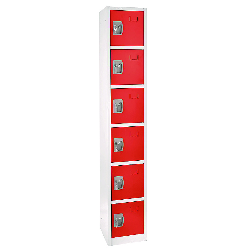 AdirOffice Steel Storage Locker, 6 Compartment, 12 x 12 x 72, Red (ALHI629206RED)