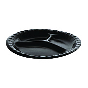 Pactiv Evergreen Placesetter Deluxe Laminated Foam Dinnerware, 3-Compartment Plate, 9" dia, Black, 500/Carton (PCTYCI81113)