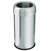 HLS Commercial Open Top Trash Can, Round, 16 gal, Plastic/Stainless Steel, Silver (HLMHLS16STR)