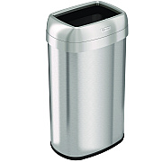 HLS Commercial Open Top Trash Can, Oval, 16 gal, Plastic/Stainless Steel, Silver (HLMHLS16STV)
