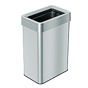 HLS Commercial Open Top Trash Can, Rectangular, 16 gal, Plastic/Stainless Steel, Silver (HLMHLS16UOT)
