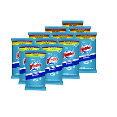 Windex Glass and Surface Wet Wipe, Cloth, 7 x 8, Unscented, White, 38/Pack, 12 Packs/Carton (378032)