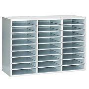 AdirOffice Wooden 27 Compartment Literature Organizer, 27 Sections, Letter Size, 31.49 x 11.81 x 21.65, White (ALHIOF20101WHI)