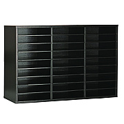 AdirOffice Wooden 27 Compartment Literature Organizer, 27 Sections, Letter Size, 31.49 x 11.81 x 21.65, Black (ALHIOF20101BLK)