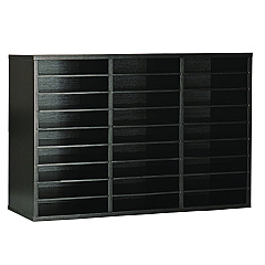 AdirOffice Wooden 27 Compartment Literature Organizer, 27 Sections, Letter Size, 31.49 x 11.81 x 21.65, Black (ALHIOF20101BLK)