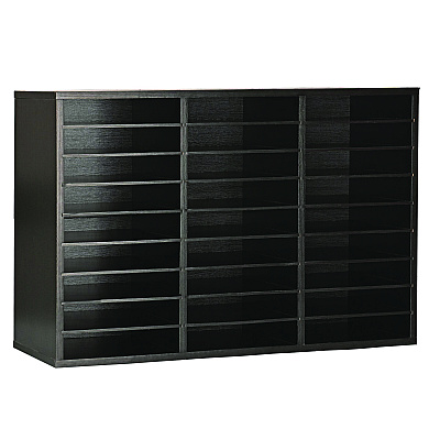 AdirOffice Wooden 27 Compartment Literature Organizer, 27 Sections, Letter Size, 31.49 x 11.81 x 21.65, Black (ALHIOF20101BLK)