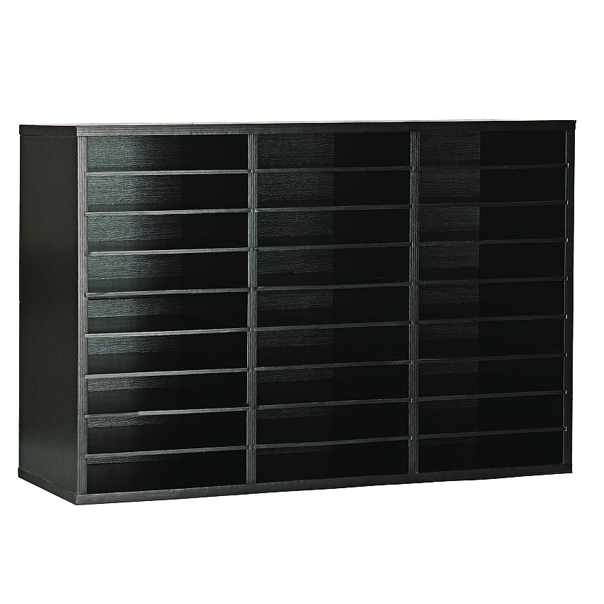 AdirOffice Wooden 27 Compartment Literature Organizer, 27 Sections, Letter Size, 31.49 x 11.81 x 21.65, Black (ALHIOF20101BLK)