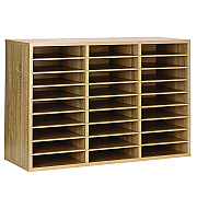 AdirOffice Wooden 27 Compartment Literature Organizer, 27 Sections, Letter Size, 31.49 x 11.81 x 21.65, Medium Oak (ALHIOF20101MEO)