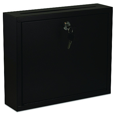AdirOffice Large Size Steel Multi-Purpose Secure Drop Box, 12 x 3 x 10, Black (ALHI63103BLK)
