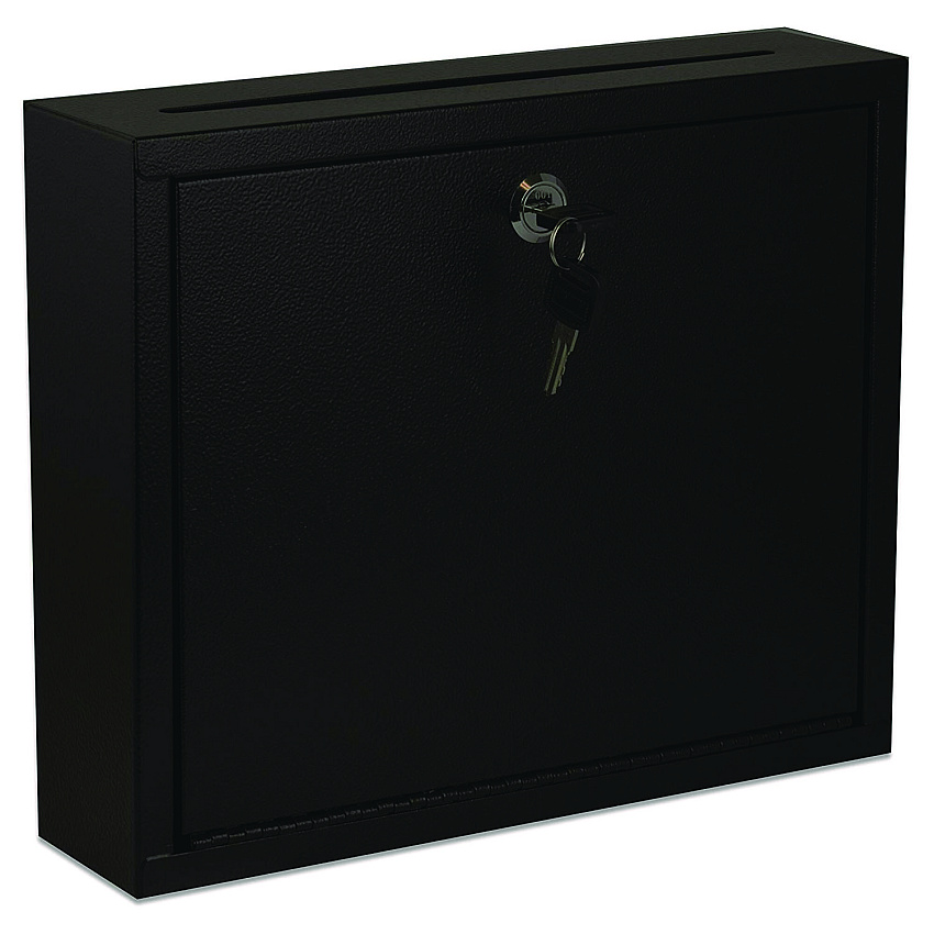 AdirOffice Large Size Steel Multi-Purpose Secure Drop Box, 12 x 3 x 10, Black (ALHI63103BLK)