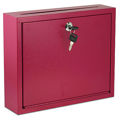 AdirOffice Large Size Steel Multi-Purpose Secure Drop Box, 12 x 3 x 10, Red (ALHI63103RED)