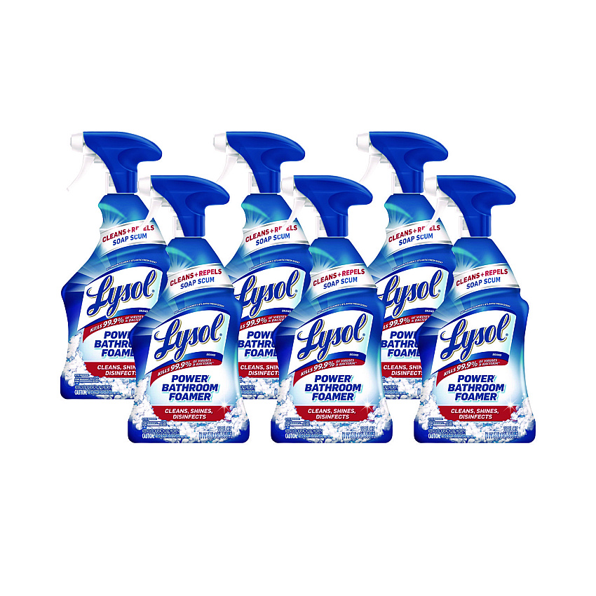 LYSOL Disinfectant Power Bathroom Foamer, Liquid, Unscented, 22 oz Trigger Spray Bottle, 6/Carton (RAC90036CT)