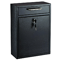 AdirOffice Large Ultimate Secure Drop Box Wall Mounted Mail Box, 11.2 x 4.7 x 16.2, Black (ALHI63104BLK)