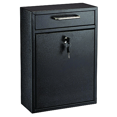 AdirOffice Large Ultimate Secure Drop Box Wall Mounted Mail Box, 11.2 x 4.7 x 16.2, Black (ALHI63104BLK)