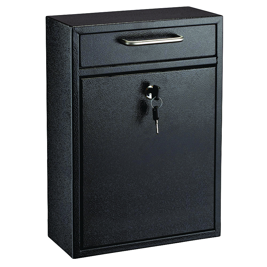 AdirOffice Large Ultimate Secure Drop Box Wall Mounted Mail Box, 11.2 x 4.7 x 16.2, Black (ALHI63104BLK)