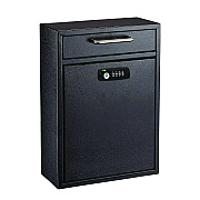 AdirOffice Large Secure Drop Box Wall Mounted Locking Mail Box with Key and Combination lock, 11.2 x 4.7 x 16.2, Black (ALHI63104BLKKC)